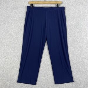 Clara Sun Woo Jersey Cropped Pull On Pants Womens Size XL Navy Blue Minimalist